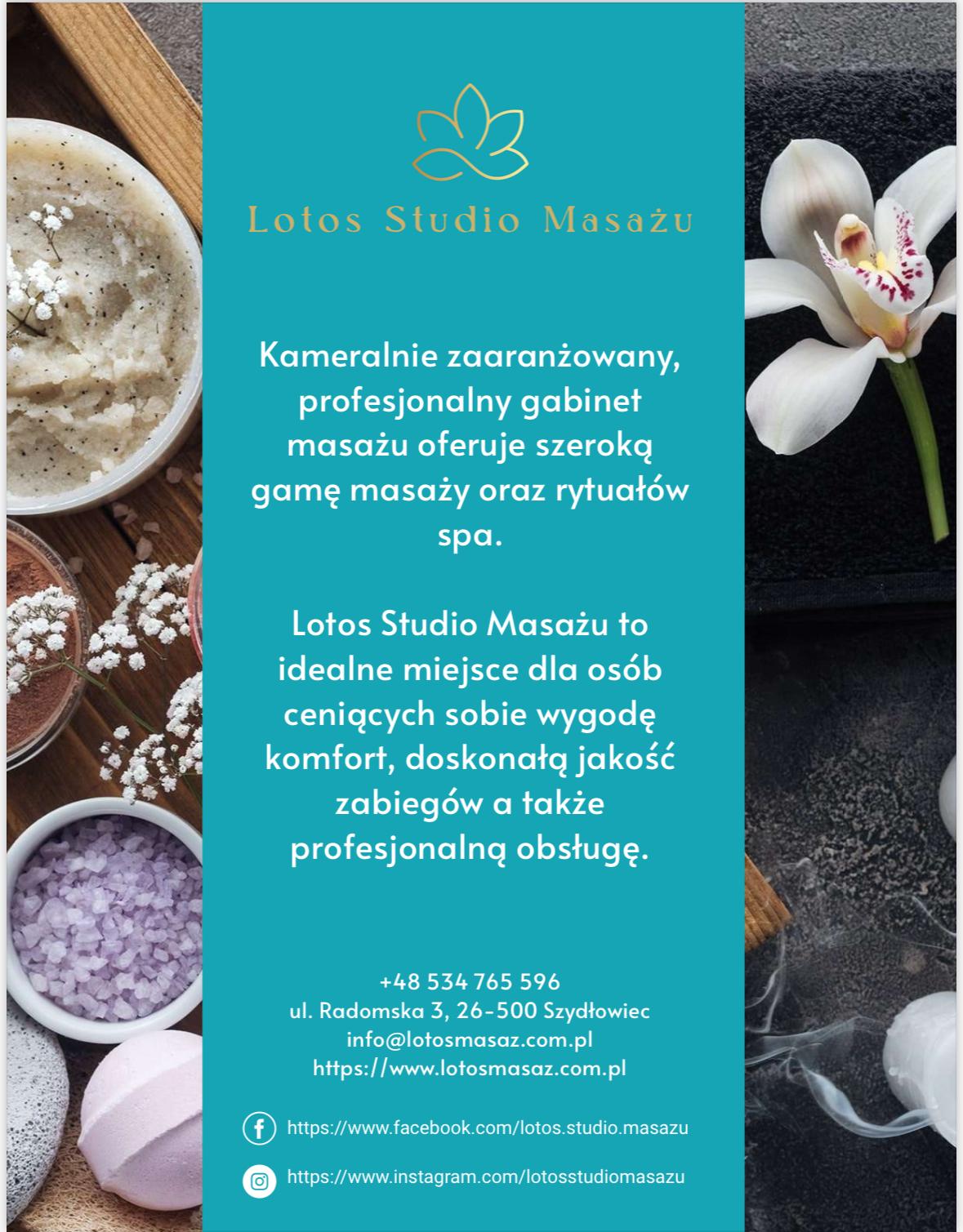 Cennik usług masażu w Lotos Studio